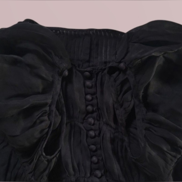 MAURICE'S WOMEN'S BLACK LOLITA/PARCIE STYLE CRINKLED CHIFFON BLOUSE SZ. MED - Picture 2 of 6